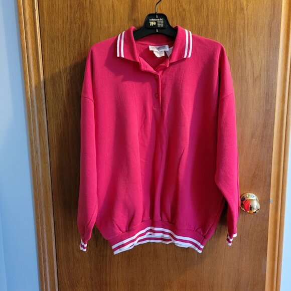 Vintage Perspective Pink Baseball White Stripes Pullover L - Picture 5 of 6